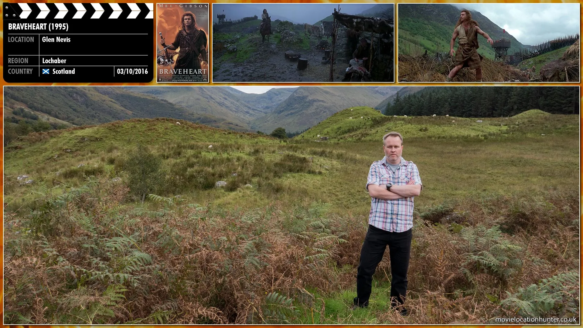Filming location photo, shot in Scotland, for Braveheart (1995). Scene description: The village of ‘Lanark’ including the British Fort were constructed here and are used in various scenes.
