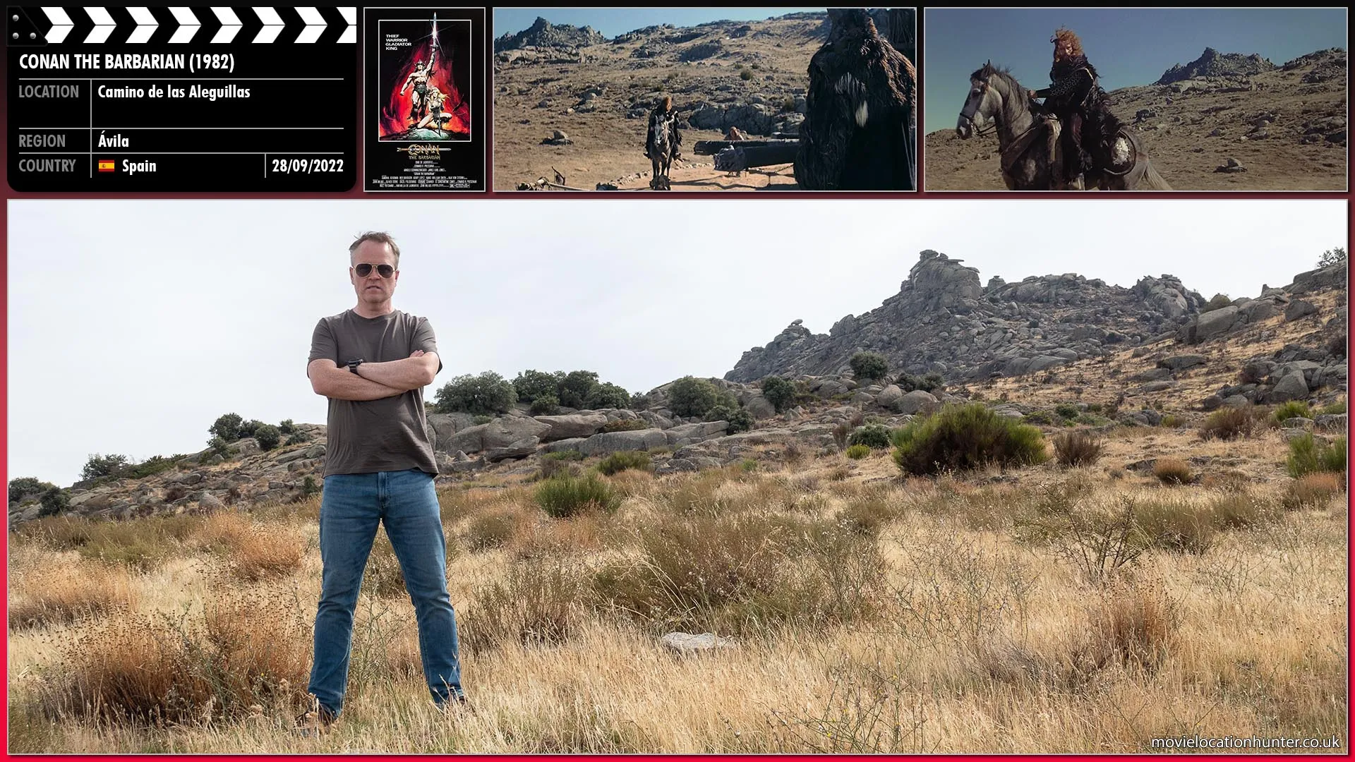 Filming location photo, shot in Spain, for Conan the Barbarian (1982). Scene description: Years pass and Conan (Arnold Schwarzenegger) is the only one left pushing the wheel. He has become enormously muscular by the time the mill is shut down and he is led away in chains. Conan is purchased by a large, red-haired warrior named Red Hair (Luis Barboo) who employs him as a sport fighter.