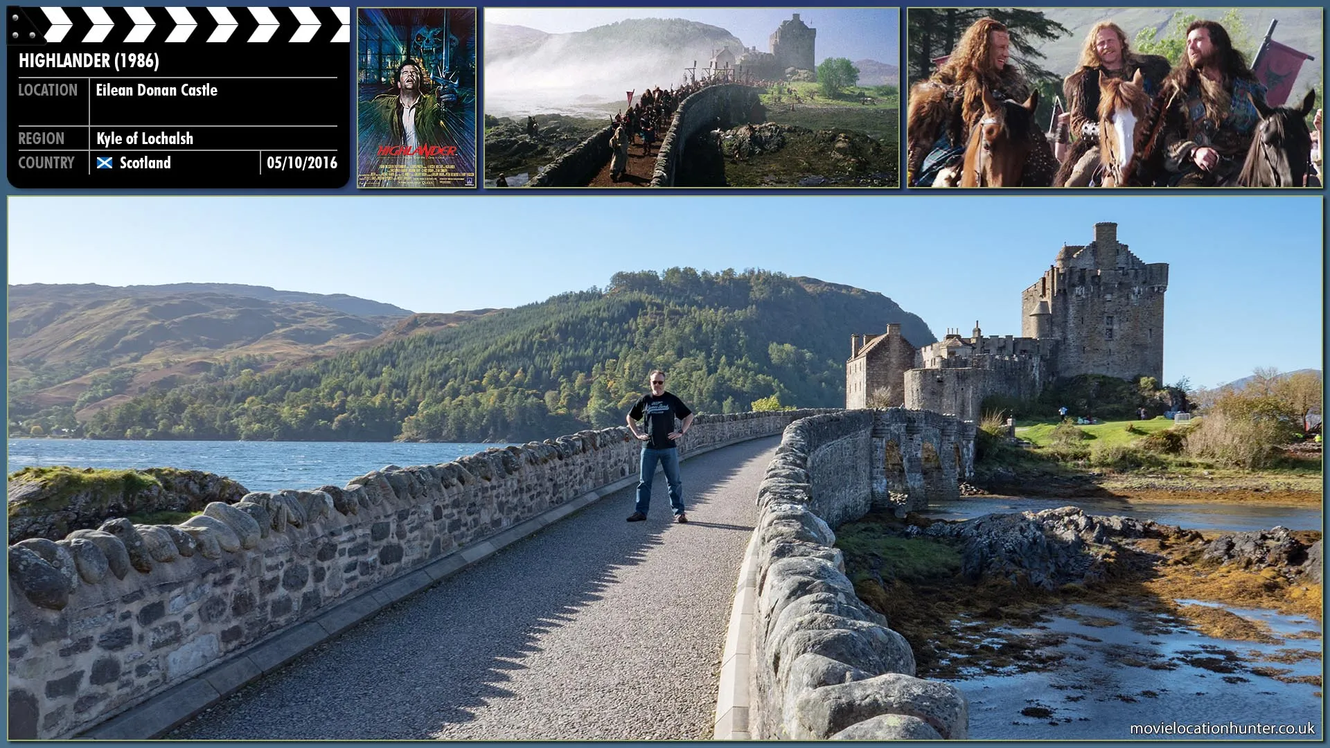 Filming location photo, shot in Scotland, for Highlander (1986). Scene description: Connor and his clan, the Clan MacLeod, prepare for battle. After the battle a wounded Connor is taken back to the village, and everyone assumes he will die. When he makes a remarkable overnight recovery, the village is convinced that it is the work of the devil. The villagers attempt to have Connor executed, but he is instead exiled by the clan leader out of mercy.