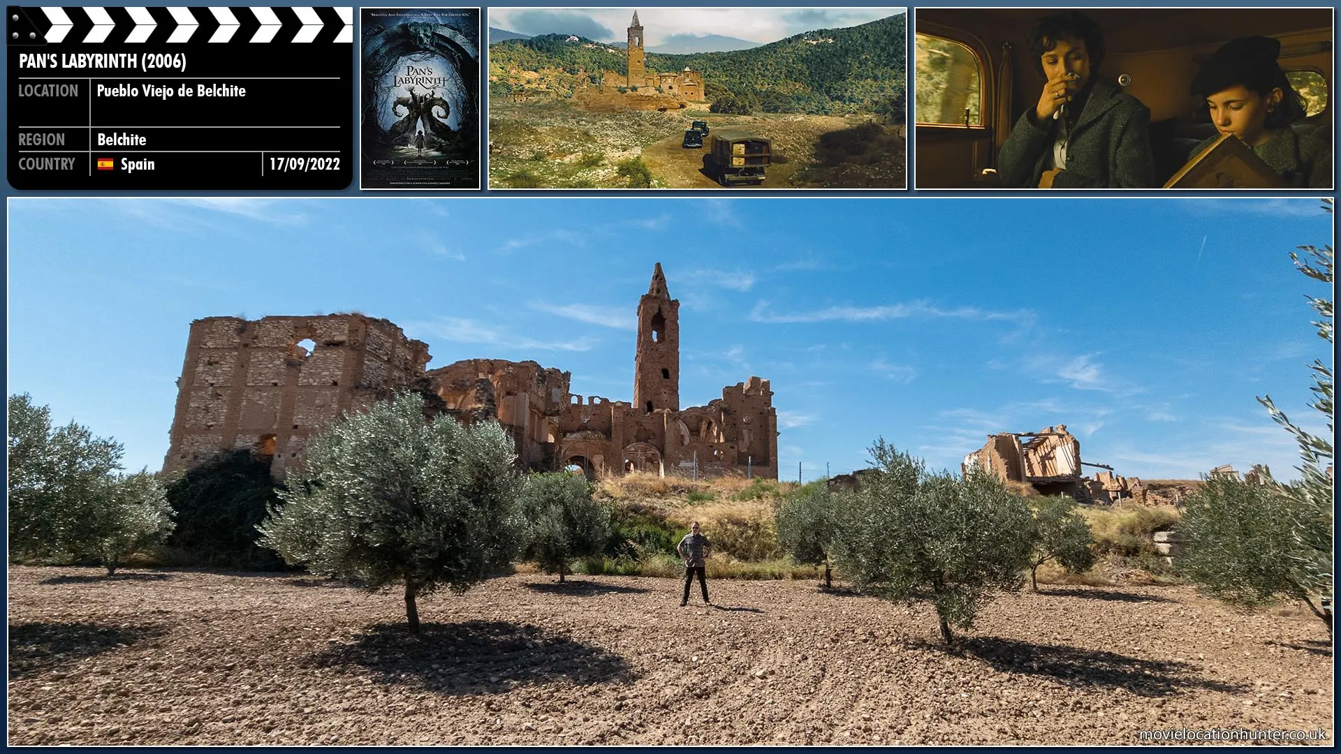Filming location photo, shot in Spain, for Pan's Labyrinth (2006). Scene description: Ten year old Ofelia (Ivana Baquero), a quiet lover of books and fairy tales, is travelling with her mother, Carmen (Ariadna Gil), to the rural village of Navarra where Carmen's new husband, Captain Vidal (Sergi López), an officer of Franco's army, is stationed with his men at an old mill.