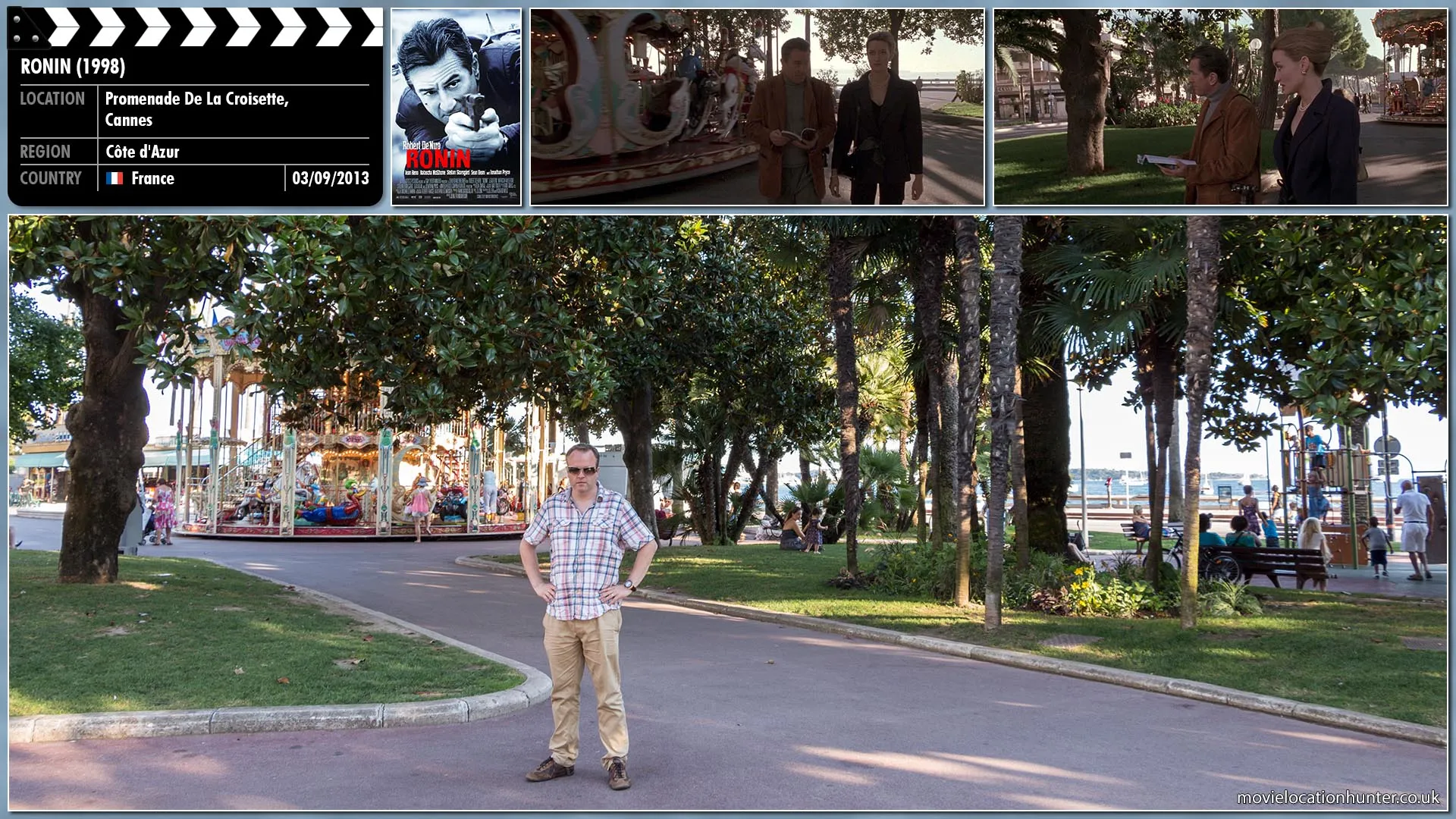 Filming location photo, shot in France, for Ronin (1998). Scene description: Sam (Robert De Niro) and Deirdre (Natascha McElhone) pose as a married couple on vaction and head to a hotel.