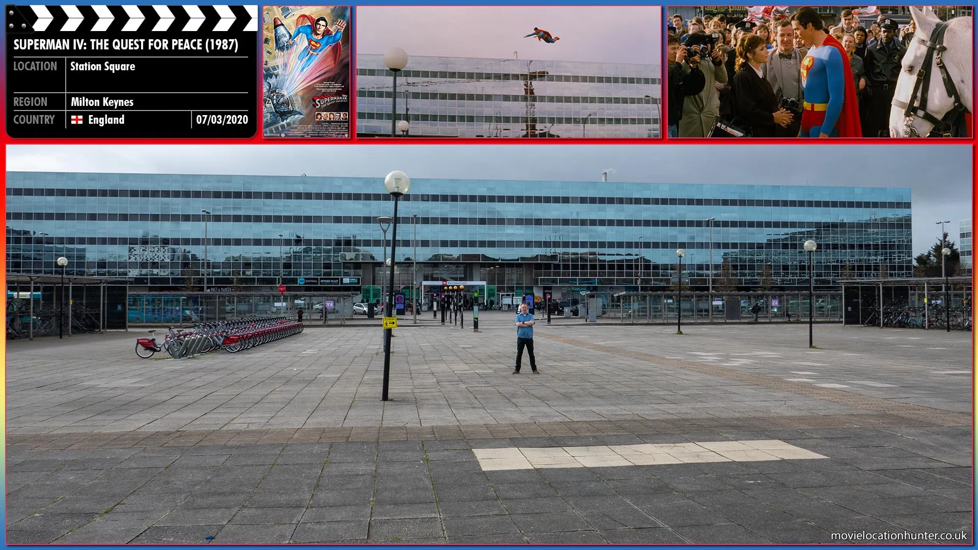 Filming location photo, shot in England, for Superman IV: The Quest for Peace (1987). Scene description: 